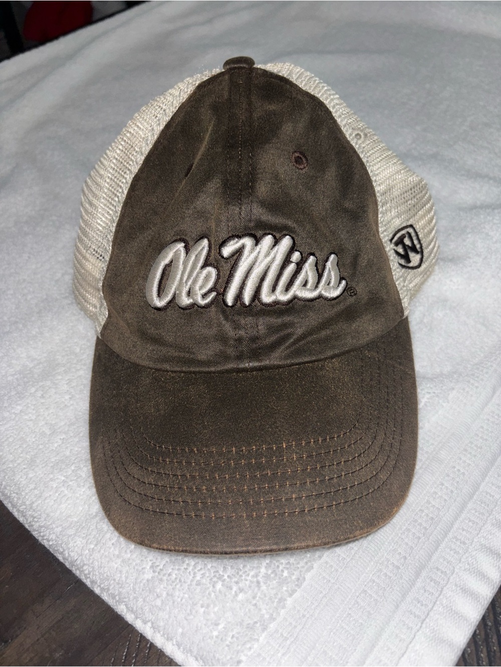 Top of the World Tan & Brown Embroidered Trucker Hat